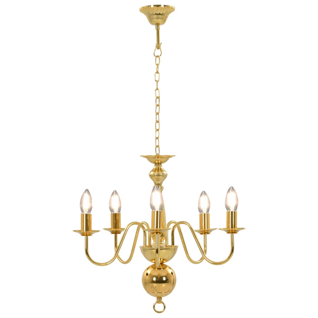 vidaXL Kronleuchter Golden 5 x E14-Glühbirnen