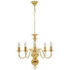 vidaXL Kronleuchter Golden 5 x E14-Glühbirnen