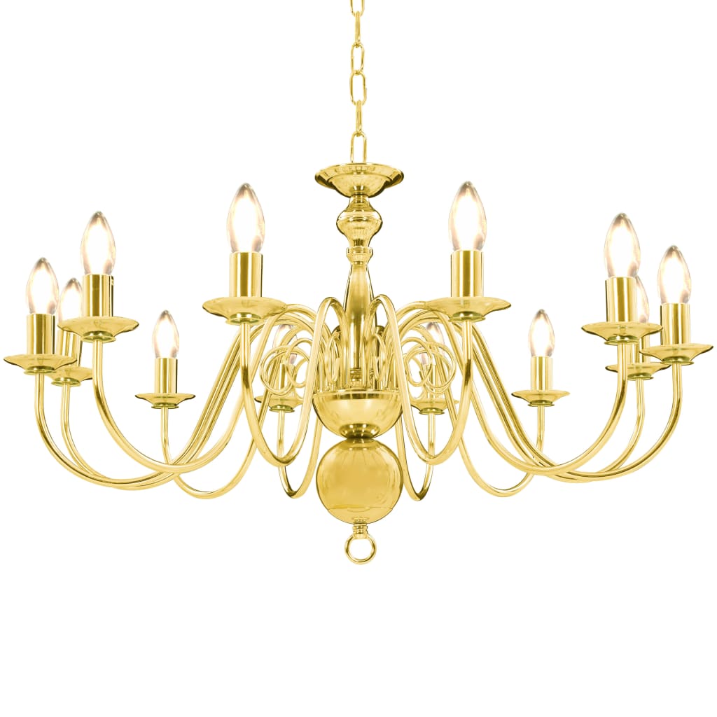 vidaXL Kronleuchter Golden 12 x E14-Glühbirnen