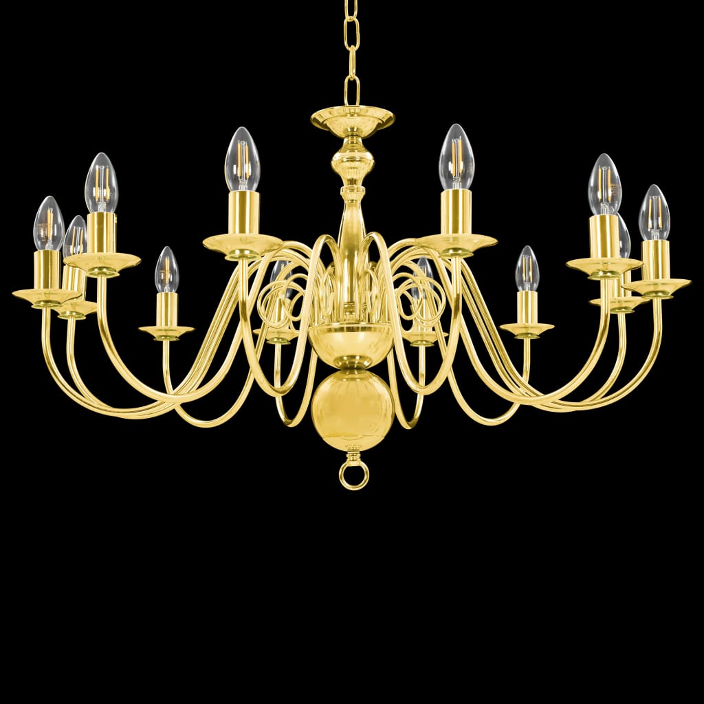 vidaXL Kronleuchter Golden 12 x E14-Glühbirnen