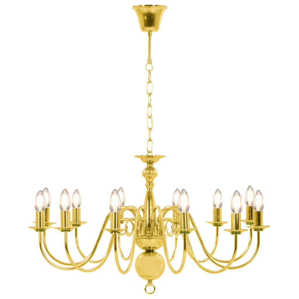 vidaXL Kronleuchter Golden 12 x E14-Glühbirnen