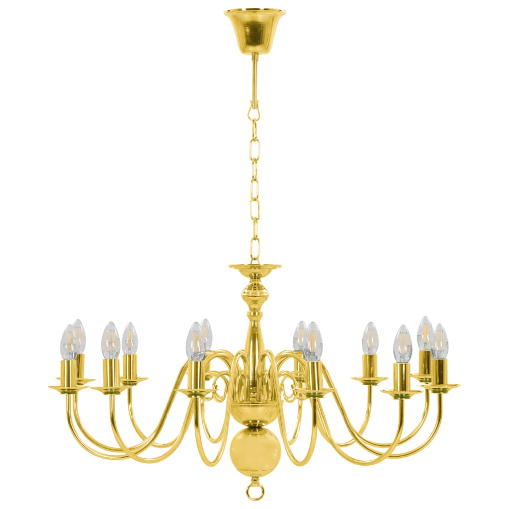 vidaXL Kronleuchter Golden 12 x E14-Glühbirnen