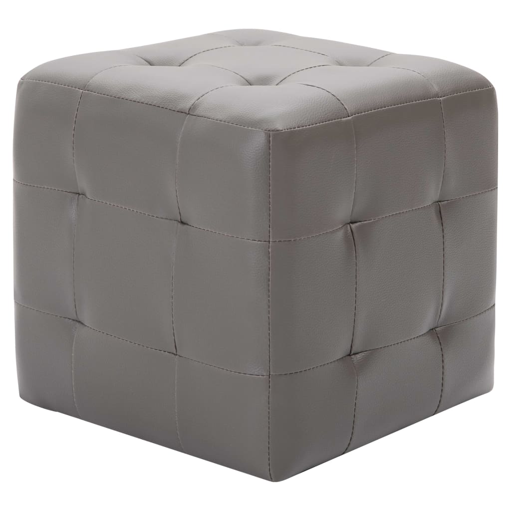vidaXL Nachttische 2 Stk. Grau 30×30×30 cm Kunstleder