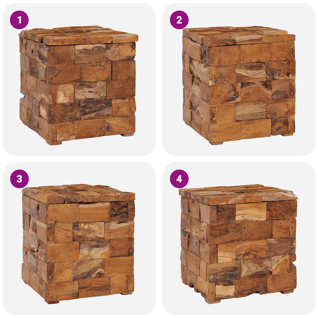 vidaXL Hocker mit Stauraum Massivholz Teak