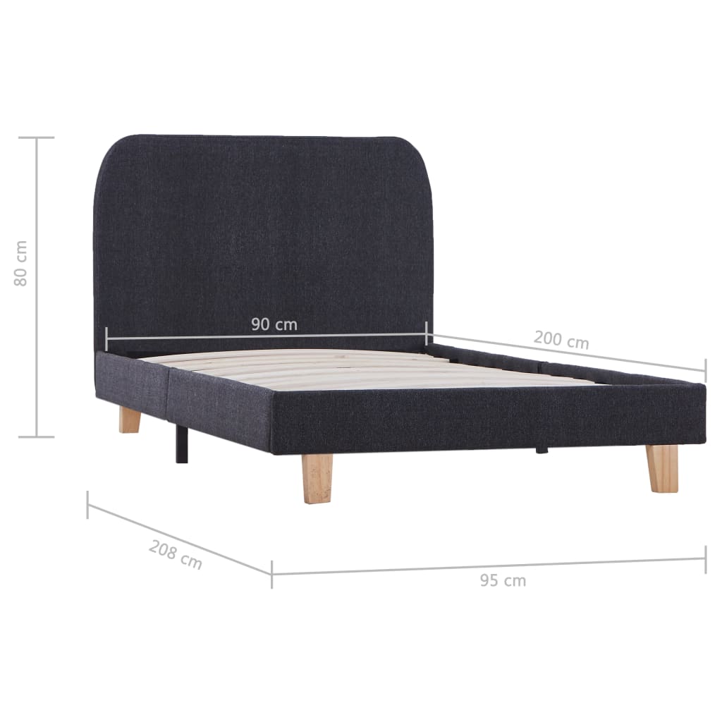 vidaXL Bettgestell Dunkelgrau Stoff 90×200 cm