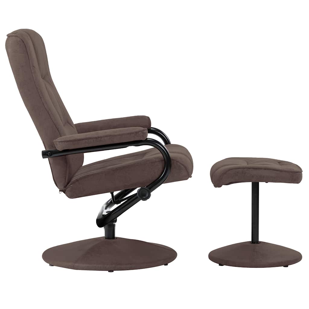 vidaXL TV-Sessel mit Fußhocker Braun Wildleder-Optik