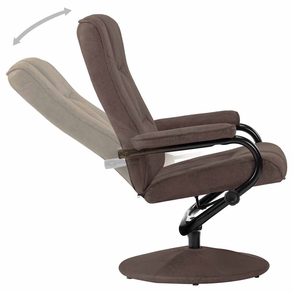 vidaXL TV-Sessel mit Fußhocker Braun Wildleder-Optik