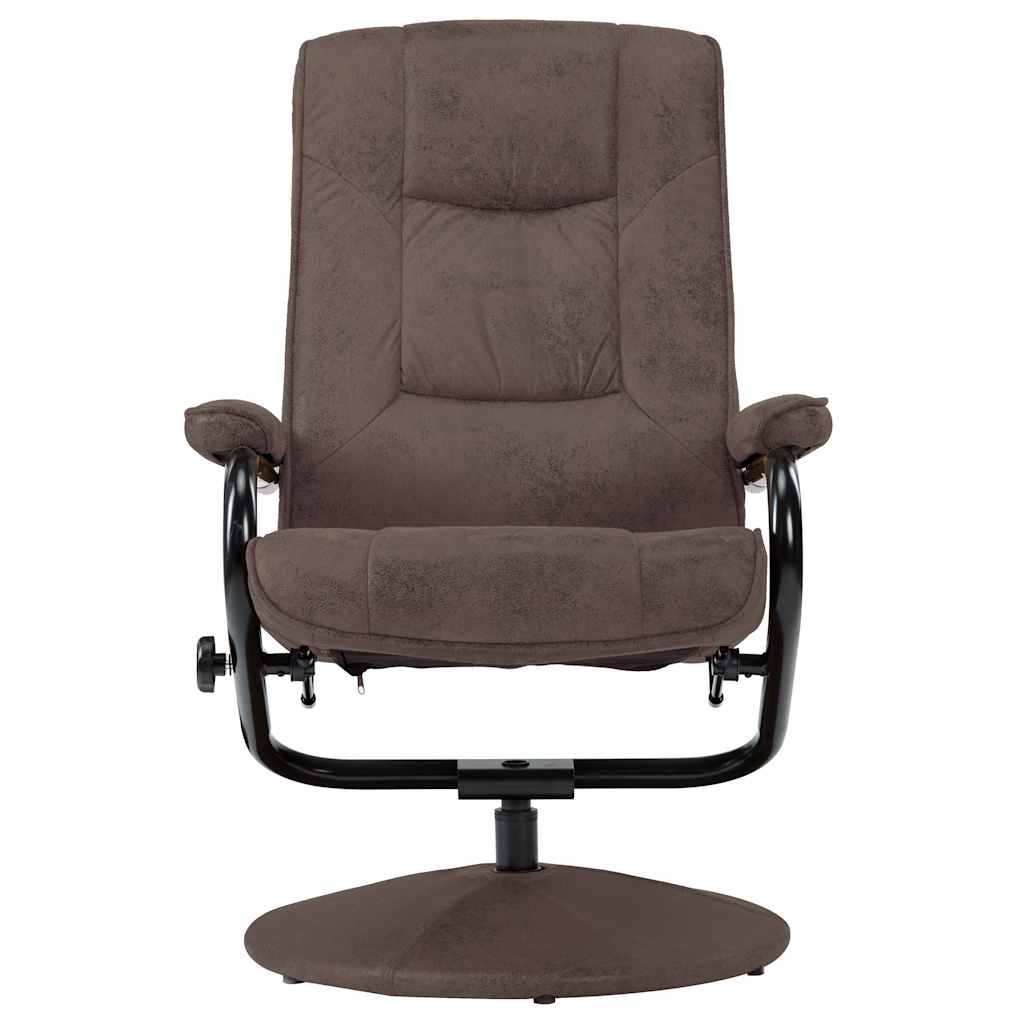 vidaXL TV-Sessel mit Fußhocker Braun Wildleder-Optik