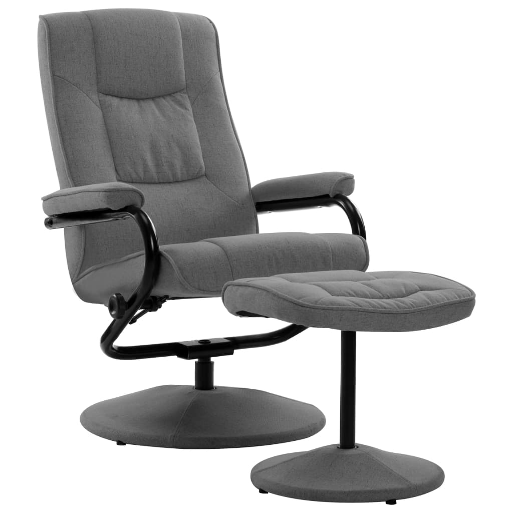 vidaXL Relaxsessel mit Fußhocker Hellgrau Stoff