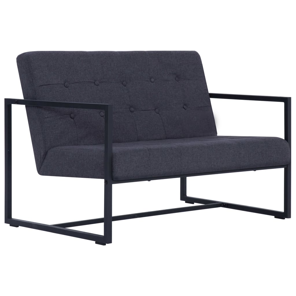 vidaXL 2-Sitzer-Sofa mit Armlehnen Dunkelgrau Stahl und Stoff