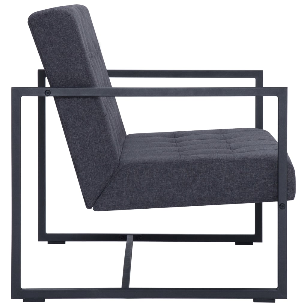 vidaXL 2-Sitzer-Sofa mit Armlehnen Dunkelgrau Stahl und Stoff