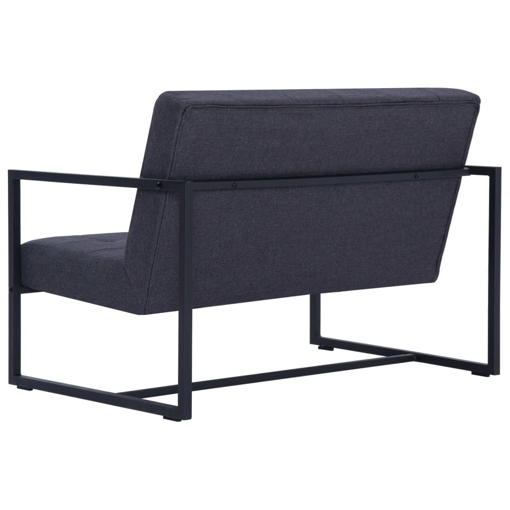 vidaXL 2-Sitzer-Sofa mit Armlehnen Dunkelgrau Stahl und Stoff