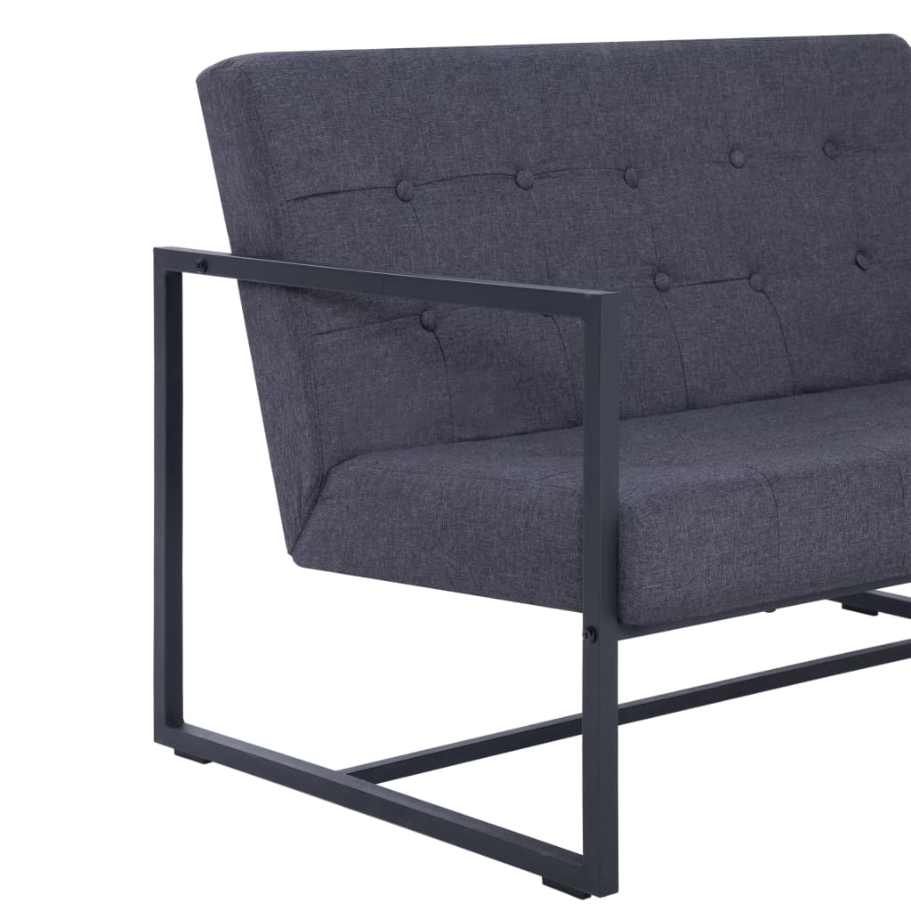 vidaXL 2-Sitzer-Sofa mit Armlehnen Dunkelgrau Stahl und Stoff