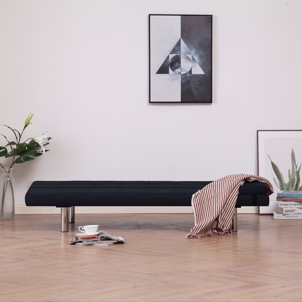 vidaXL Schlafsofa mit zwei Kissen Schwarz Polyester