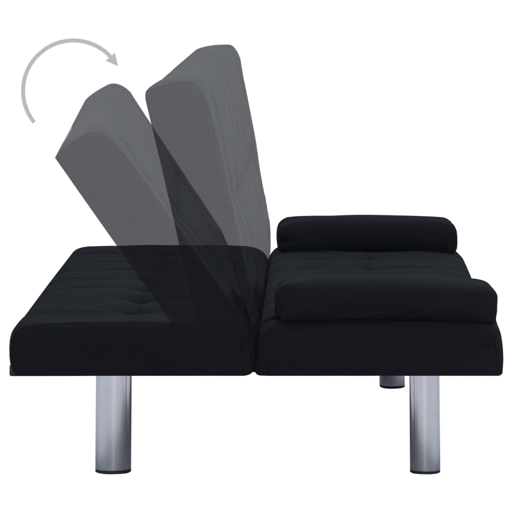 vidaXL Schlafsofa mit zwei Kissen Schwarz Polyester