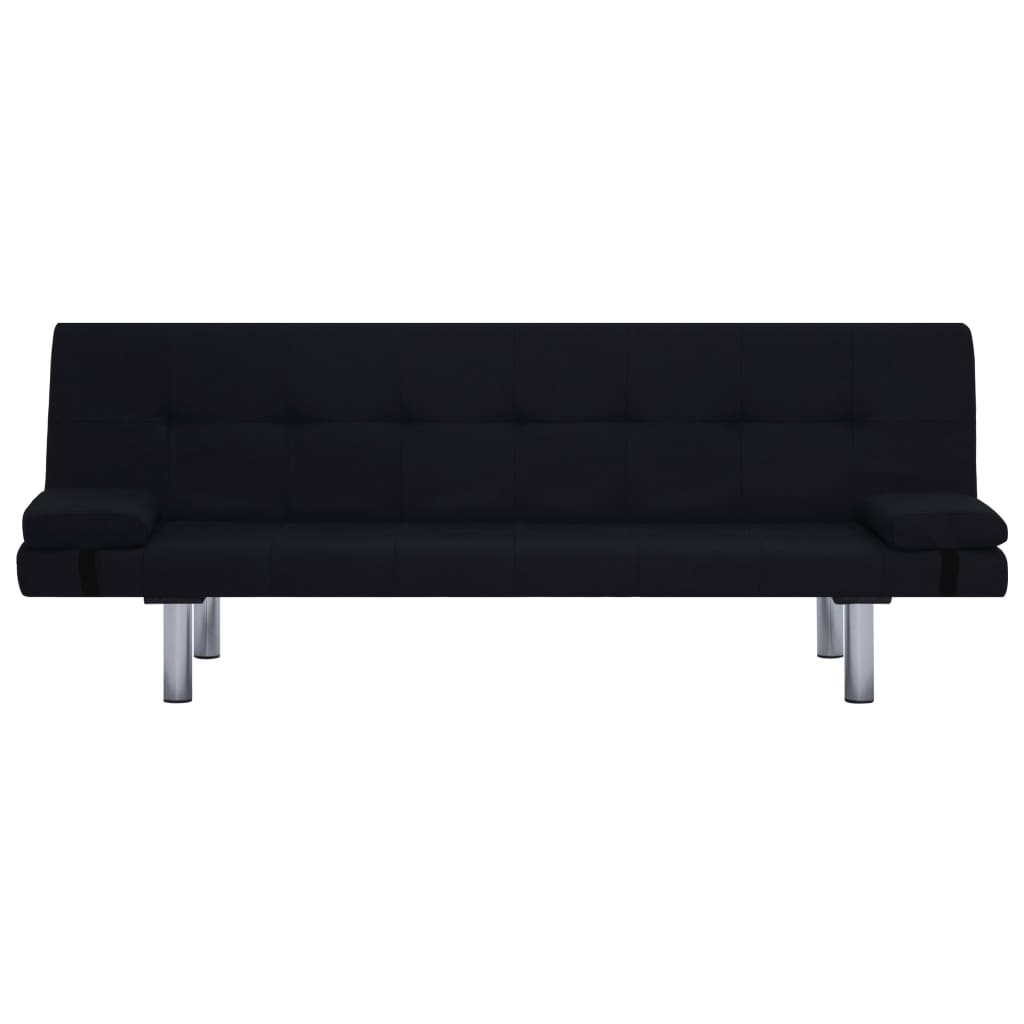 vidaXL Schlafsofa mit zwei Kissen Schwarz Polyester