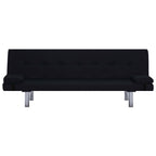 vidaXL Schlafsofa mit zwei Kissen Schwarz Polyester