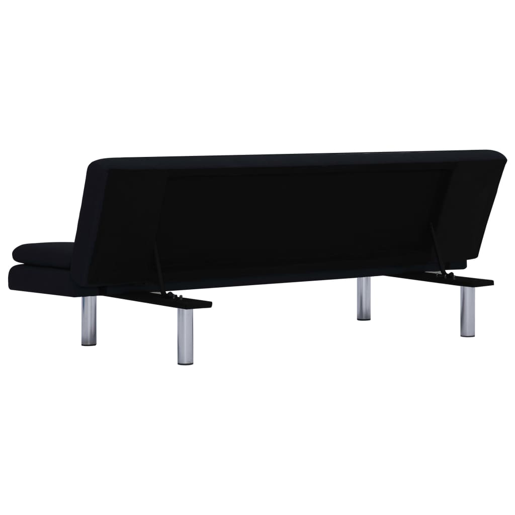 vidaXL Schlafsofa mit zwei Kissen Schwarz Polyester