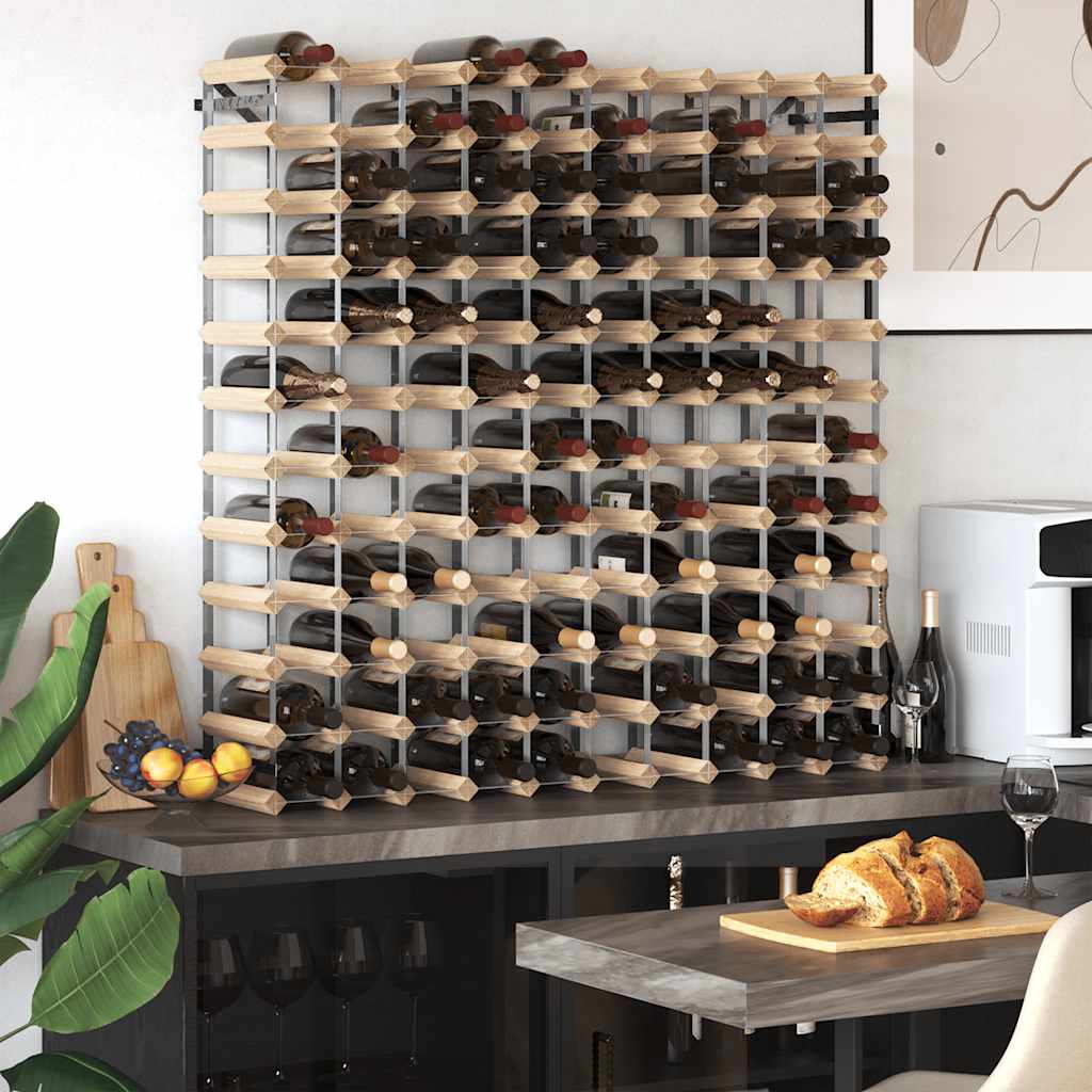 vidaXL Weinregal für 120 Flaschen Massivholz Kiefer