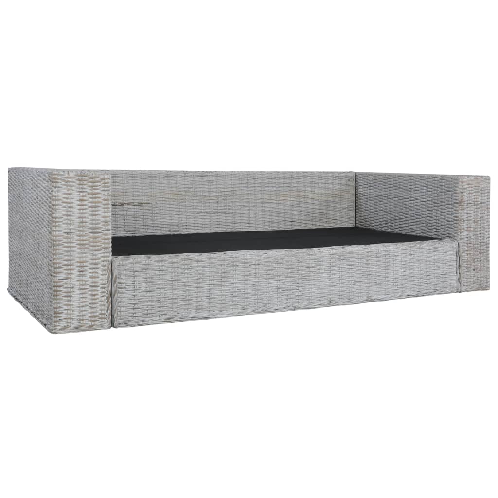 vidaXL 3-Sitzer-Sofa mit Kissen Grau Natürliches Rattan