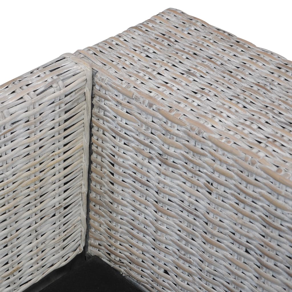 vidaXL 3-Sitzer-Sofa mit Kissen Grau Natürliches Rattan