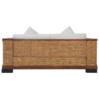 vidaXL 2-Sitzer-Sofa mit Auflagen Braun Natur Rattan