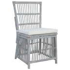 vidaXL Esszimmerstühle mit Kissen 2 Stk. Grau Natürliches Rattan