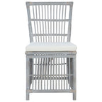 vidaXL Esszimmerstühle mit Kissen 2 Stk. Grau Natürliches Rattan