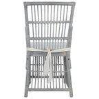 vidaXL Esszimmerstühle mit Kissen 2 Stk. Grau Natürliches Rattan
