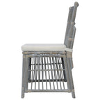 vidaXL Esszimmerstühle mit Kissen 2 Stk. Grau Natürliches Rattan