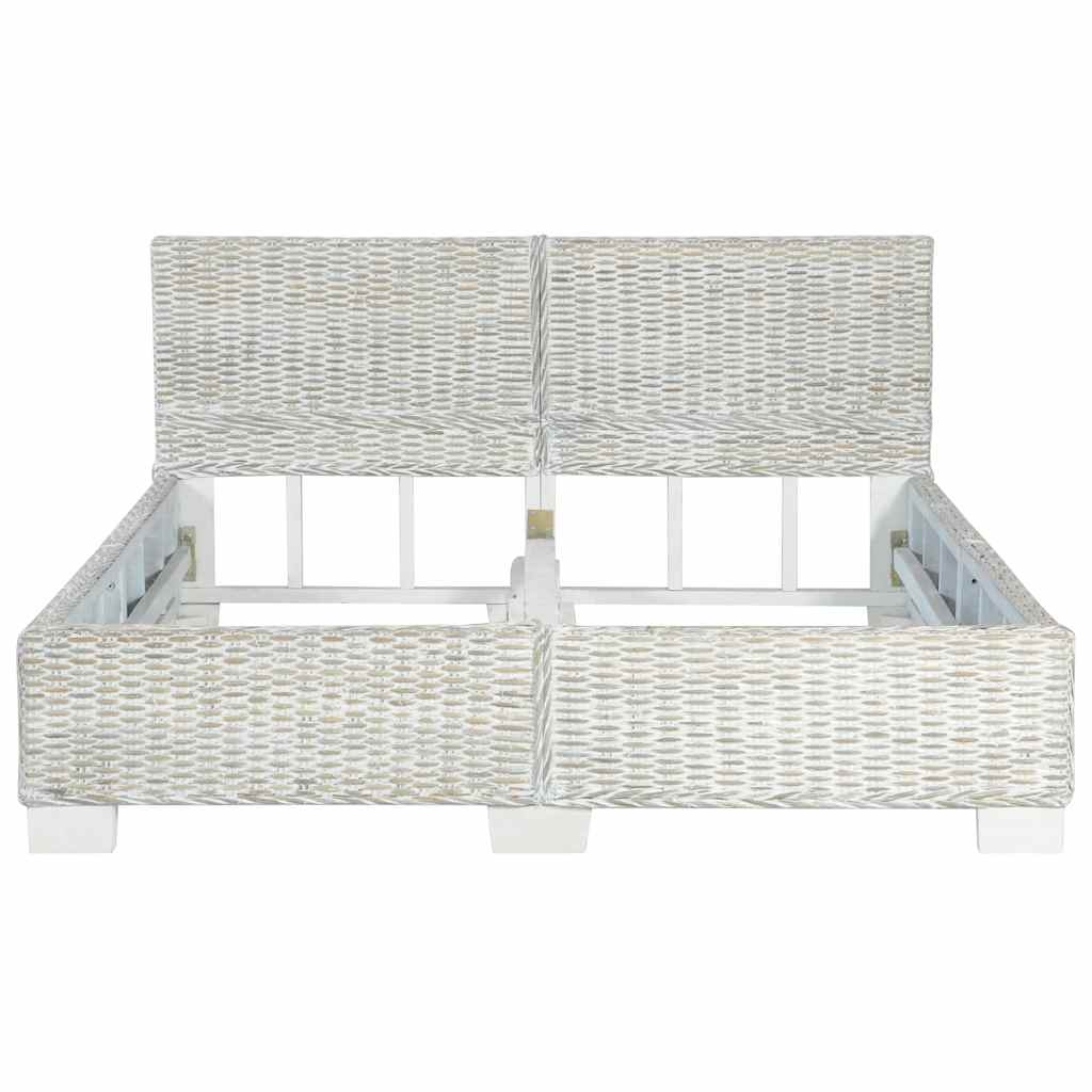 vidaXL Bettgestell Grau Natur Rattan 140 x 200 cm
