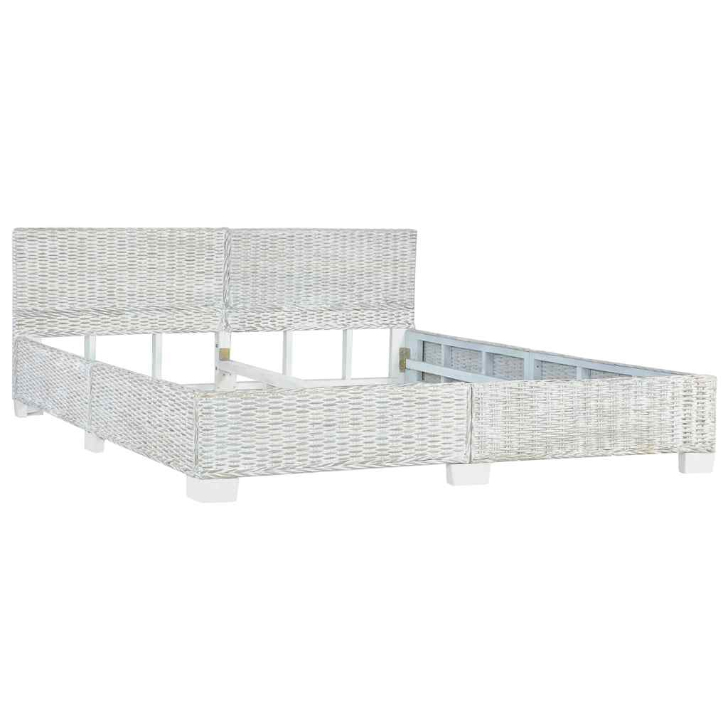 vidaXL Bett Grau Natur Rattan 180x200 cm