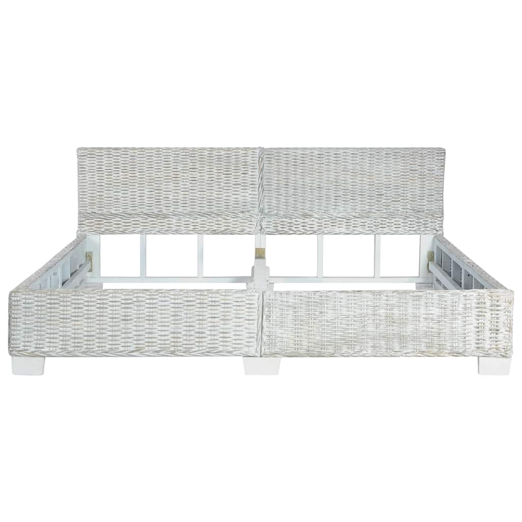 vidaXL Bett Grau Natur Rattan 180x200 cm