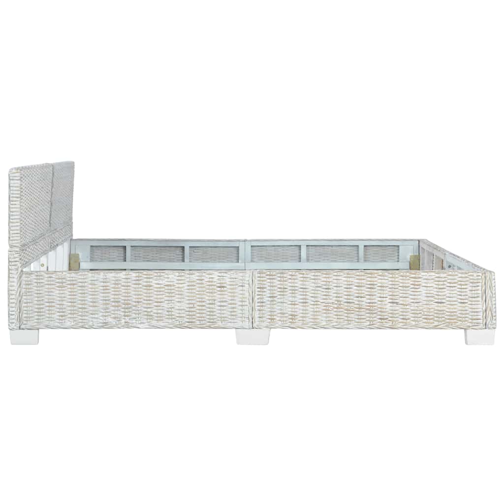 vidaXL Bett Grau Natur Rattan 180x200 cm