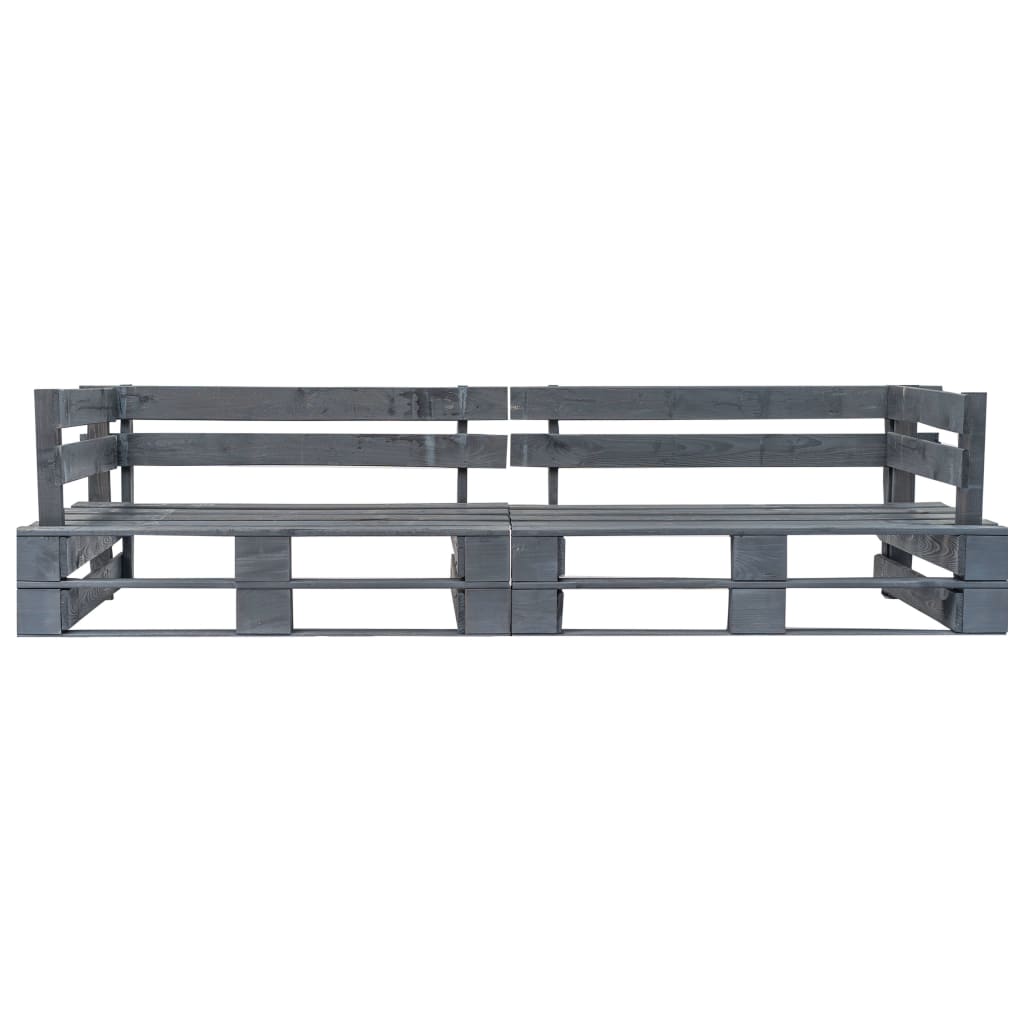 vidaXL Garten-Palettensofa 2-Sitzer Grau Holz