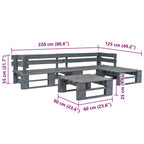 vidaXL 4-tlg. Garten-Sofagarnitur aus Paletten Holz Grau