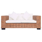 vidaXL 2-Sitzer Gartensofa Natürliches Rattan