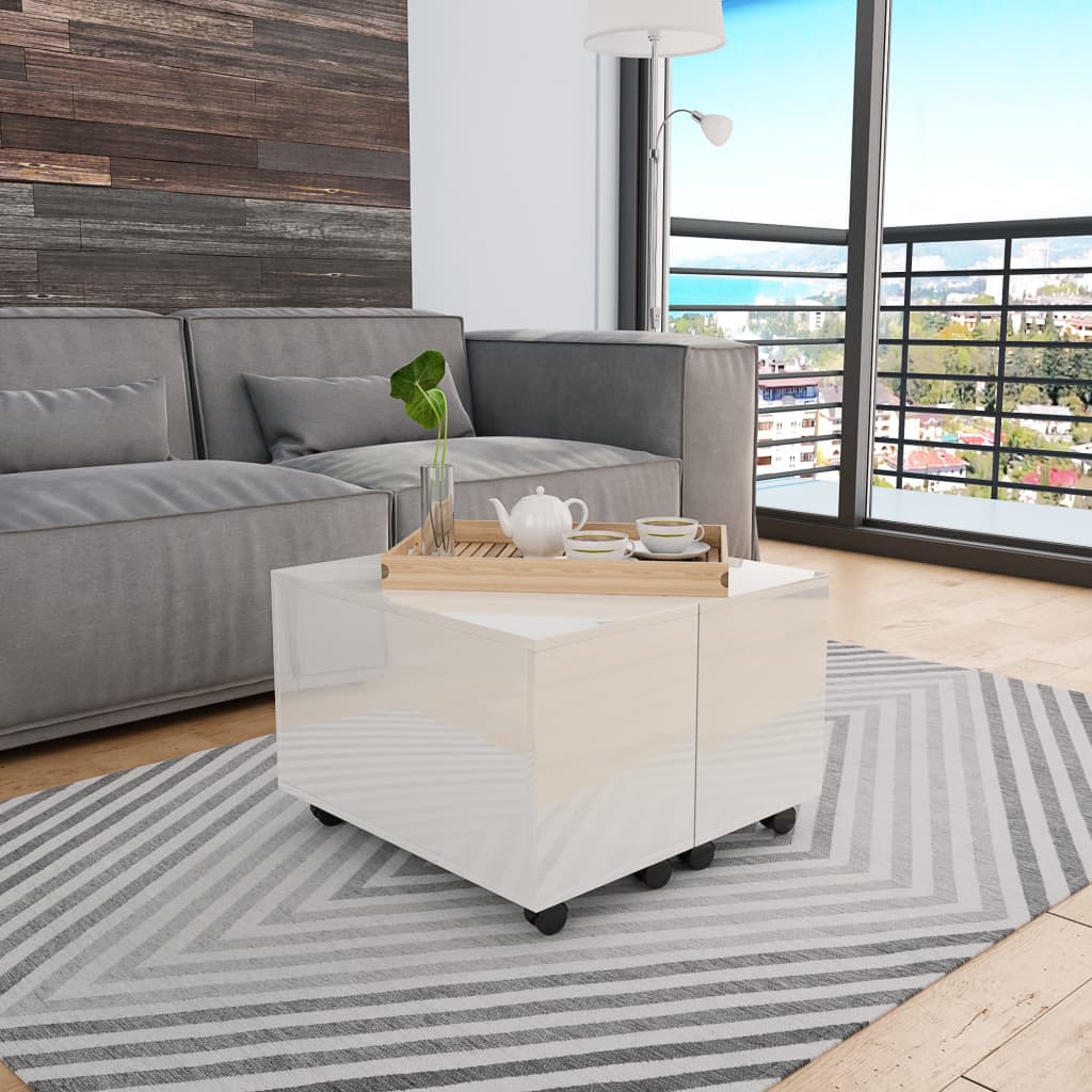 vidaXL Couchtisch Hochglanz-Weiß 60x60x35 cm Spanplatte