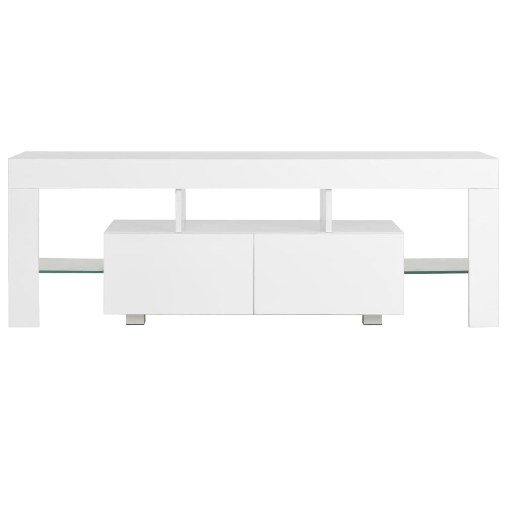 vidaXL TV-Schrank mit LED-Leuchten Hochglanz-Weiß 130x35x45 cm