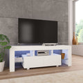vidaXL TV-Schrank mit LED-Leuchten Hochglanz-Weiß 130x35x45 cm
