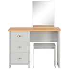 vidaXL Schminktisch mit Spiegel und Hocker Grau 104x45x131 cm