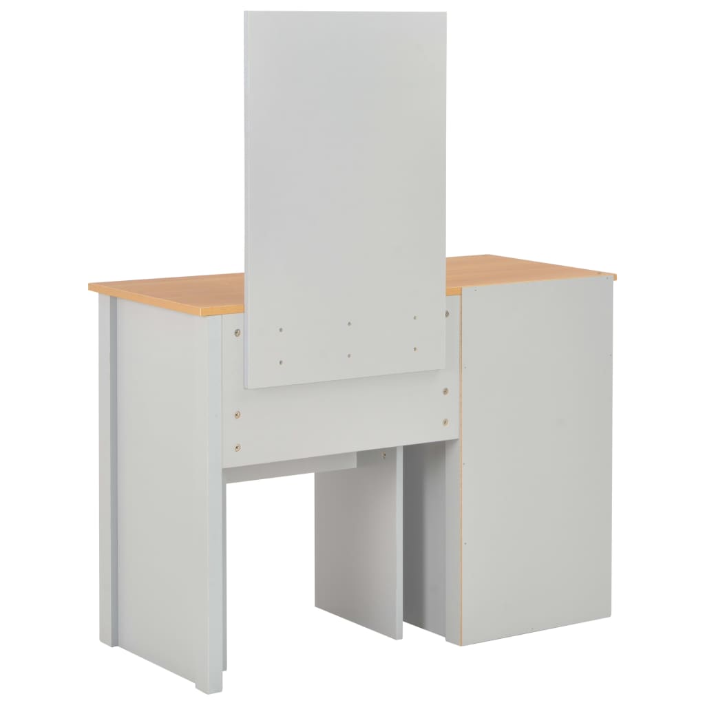 vidaXL Schminktisch mit Spiegel und Hocker Grau 104x45x131 cm