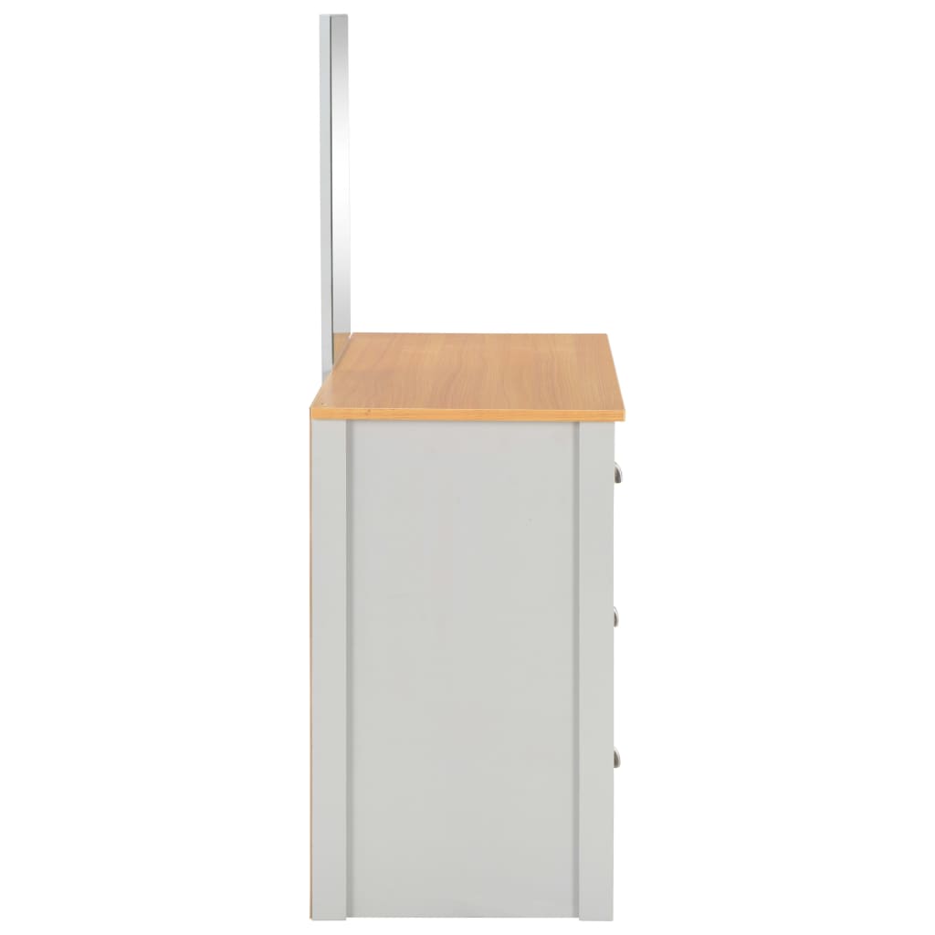 vidaXL Schminktisch mit Spiegel und Hocker Grau 104x45x131 cm