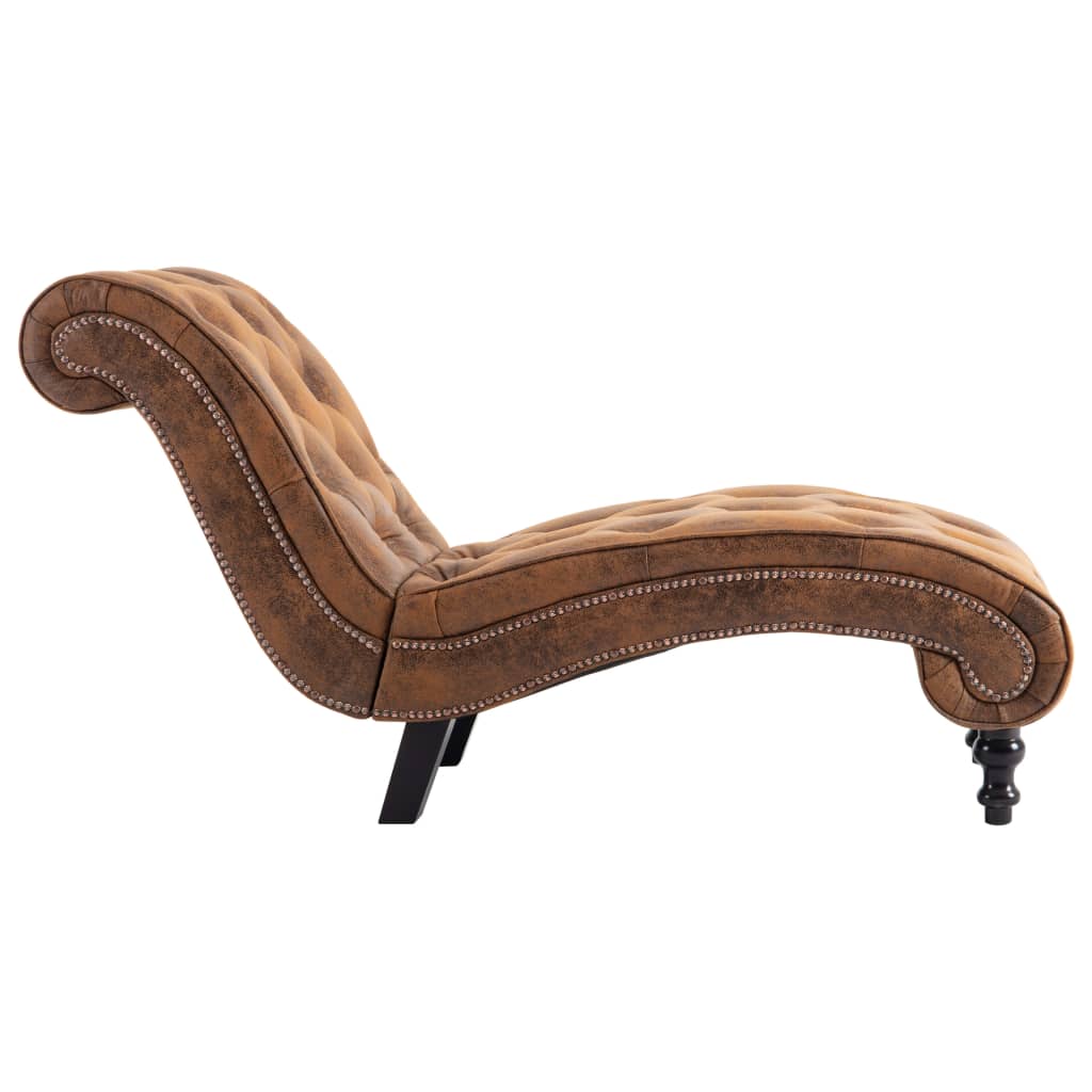 vidaXL Chaiselongue Braun Wildleder-Optik