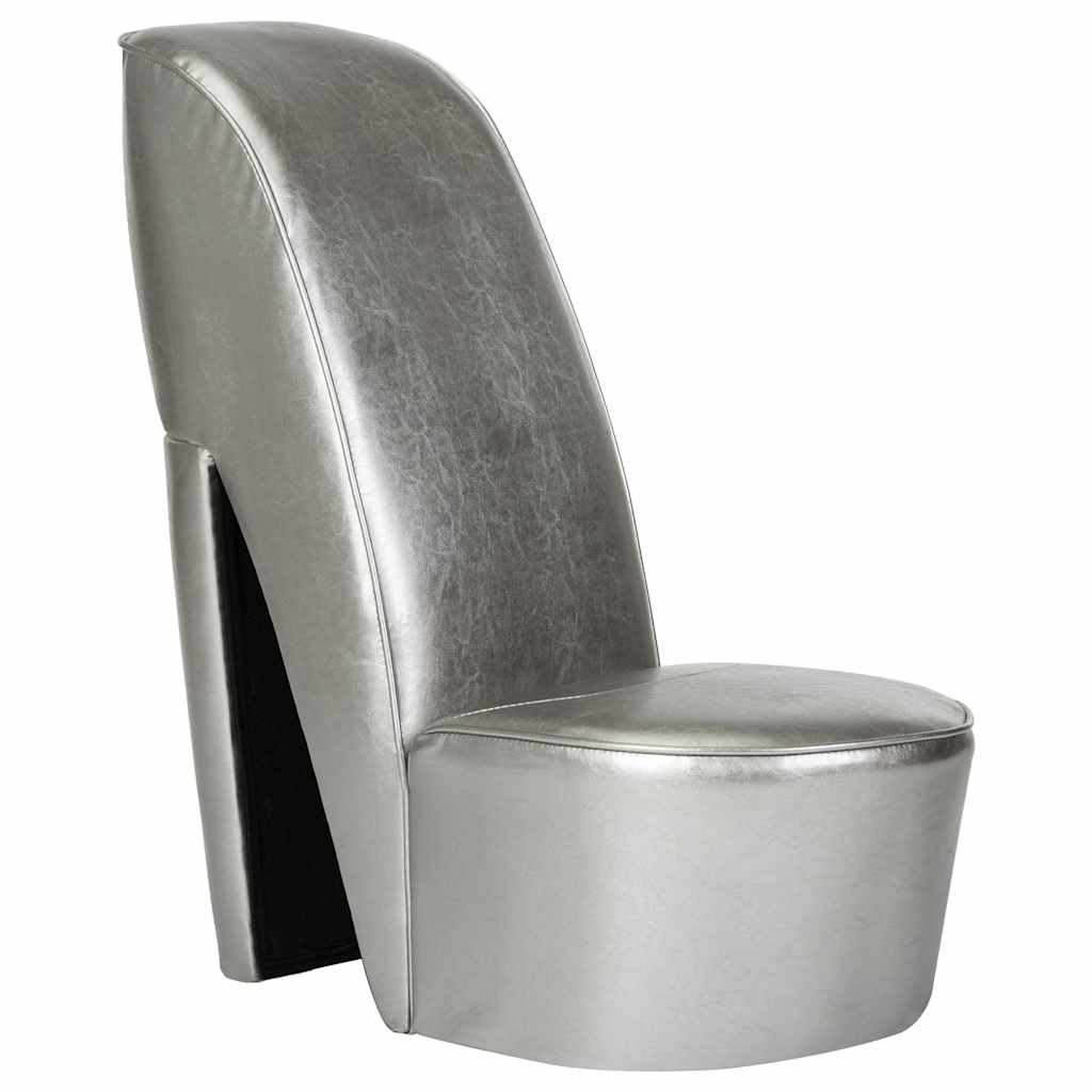 vidaXL Stuhl in Stöckelschuh-Form Silbern Kunstleder