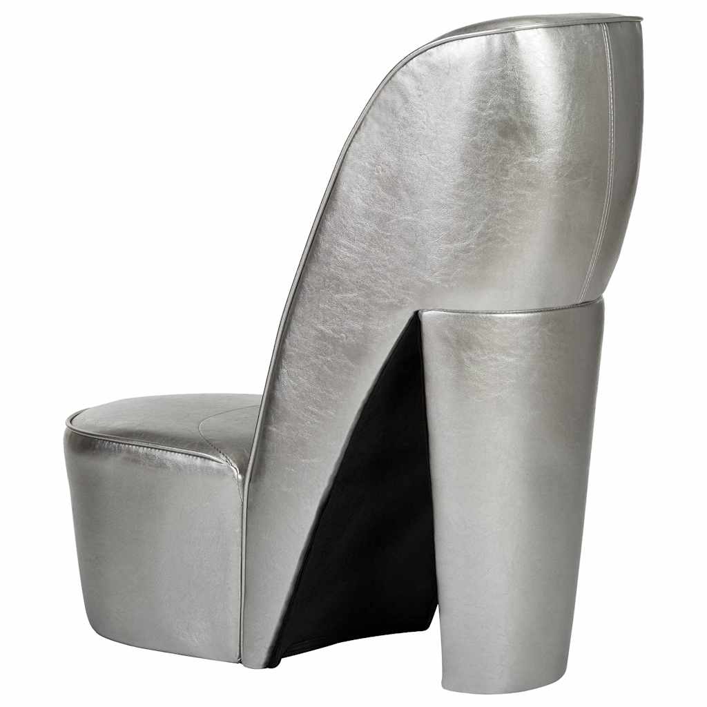 vidaXL Stuhl in Stöckelschuh-Form Silbern Kunstleder