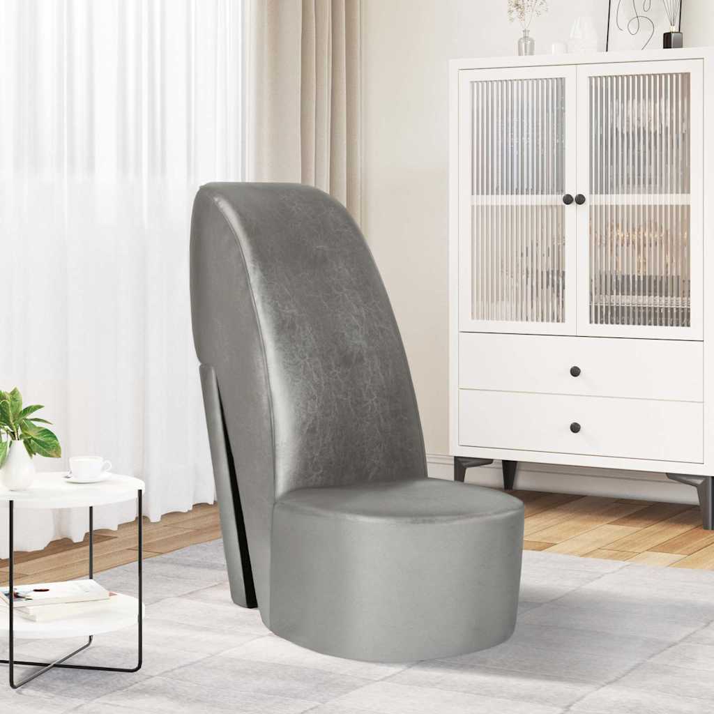 vidaXL Stuhl in Stöckelschuh-Form Silbern Kunstleder