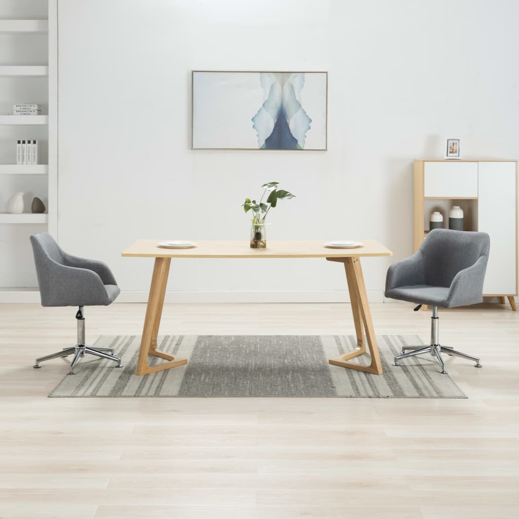 vidaXL Esszimmerstühle Drehbar 2 Stk. Hellgrau Stoff