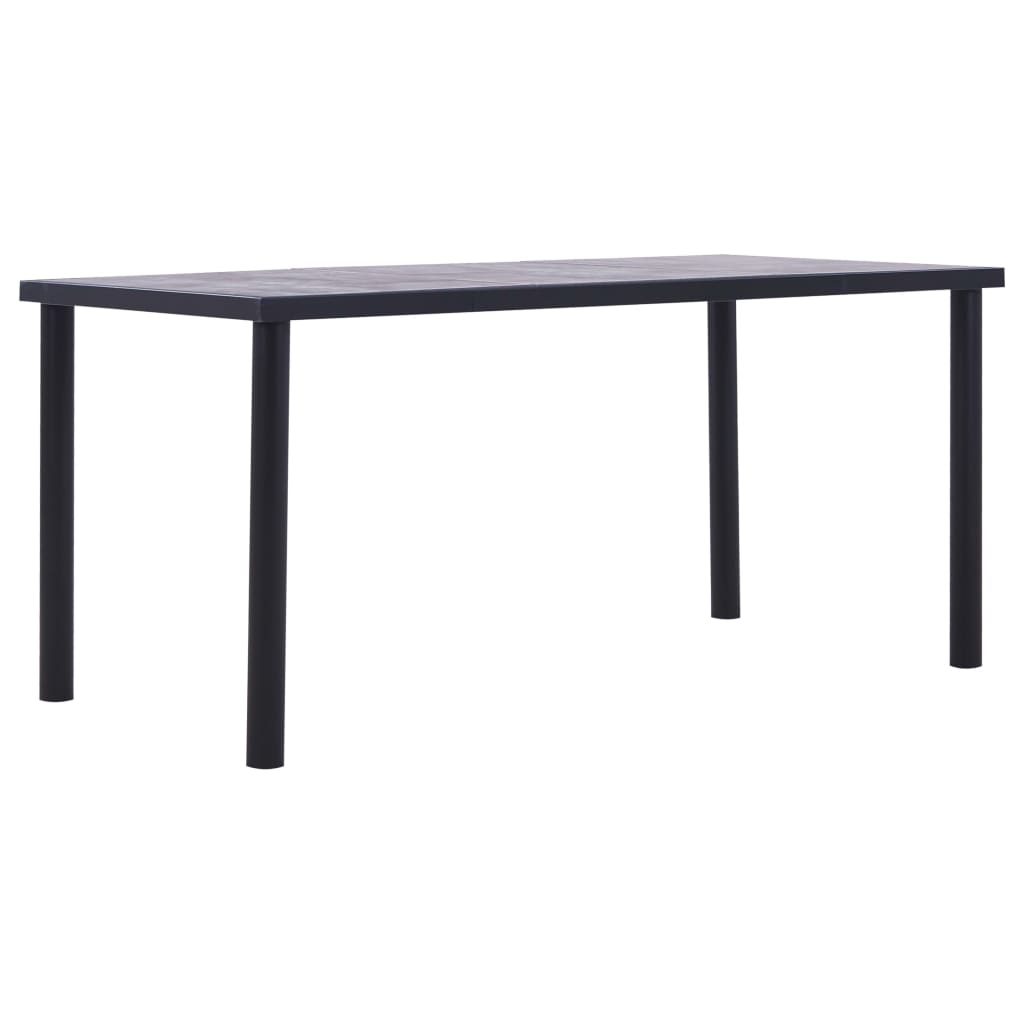 vidaXL Esstisch Schwarz und Betongrau 120 x 60 x 75 cm MDF