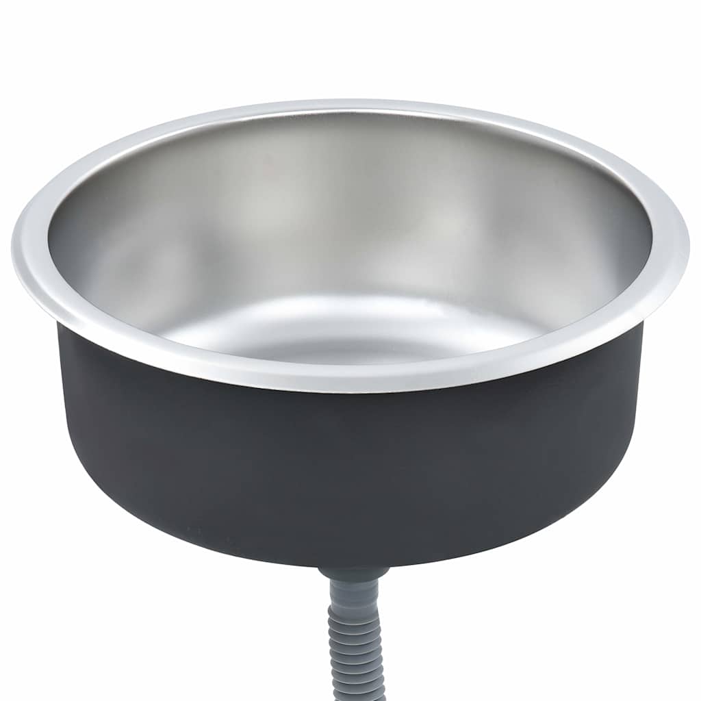 vidaXL Einbauspüle mit Sieb und Siphon Edelstahl